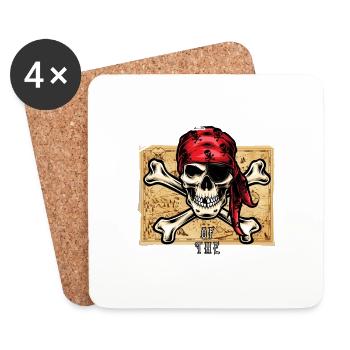 Diving Pirate Diver of the caribbean Caribbean Map - Coasters (set of 4) - white - Front