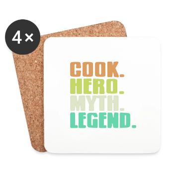 Cuire. Héros. Mythe. Legend Retro Cooking T-Shirt - Dessous de verre (lot de 4) - blanc - Devant