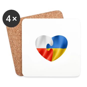 Poland supports Ukraine - Coasters (set of 4) - white - Front