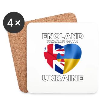 England supports Ukraine - Coasters (set of 4) - white - Front