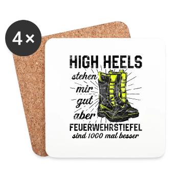 Feuerwehrfrau - Untersetzer (4er-Set) - Weiß - Vorne
