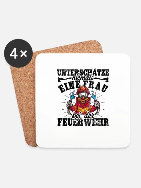 Feuerwehrfrau - Untersetzer (4er-Set) - Weiß