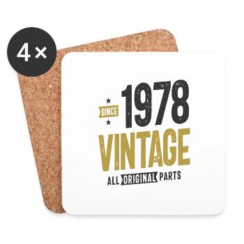 Since 1978 Vintage Original Parts - 44th birthday - Coasters (set of 4) - white - Front