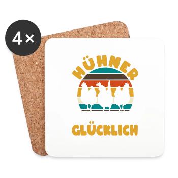 Hühner machen glücklich Hühner Hühnerbesitzer - Untersetzer (4er-Set) - Weiß - Vorne