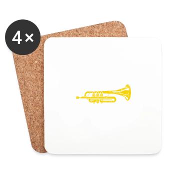 Introverti Drôle de trompettiste Jazz Marching Ban - Dessous de verre (lot de 4) - blanc - Devant