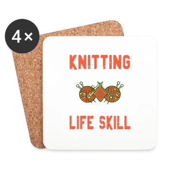 Knitting Is My Post Apocalyptic Life Skill Cool - Coasters (set of 4) - white - Front