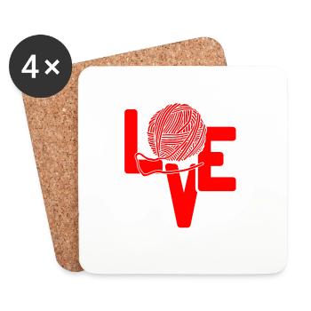 LOVE Awesome Knitting Designs T-Shirt Cadeau Cadeau - Dessous de verre (lot de 4) - blanc - Devant