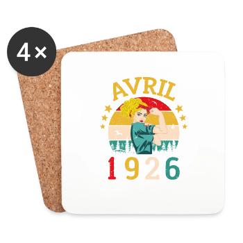 Avril 1926 Anniversaire Idée Cadeau Vintage 1926 - Dessous de verre (lot de 4) - blanc - Devant