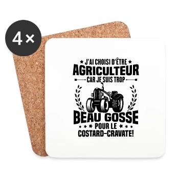 Agriculteur et Beau-gosse - Dessous de verre (lot de 4) - blanc - Devant