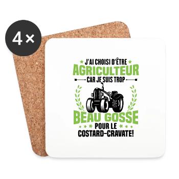 Agriculteur et Beau-gosse - Dessous de verre (lot de 4) - blanc - Devant