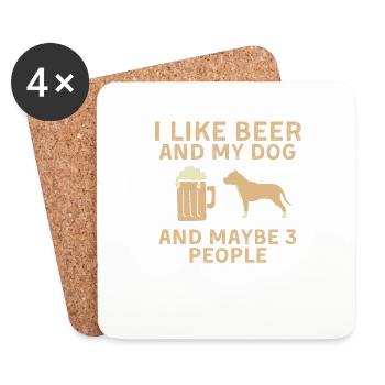 I Like Beer And My Dog Dog Lover - Untersetzer (4er-Set) - Weiß - Vorne