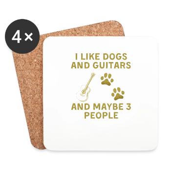 I like Dogs and Guitars and maybe 3 people - Untersetzer (4er-Set) - Weiß - Vorne