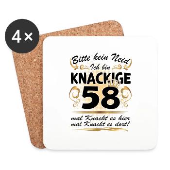 58. Geburtstag Sprüche lustig Frauen - Untersetzer (4er-Set) - Weiß - Vorne