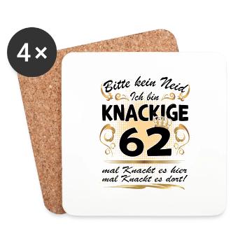 62. Geburtstag Sprüche lustig Frauen - Untersetzer (4er-Set) - Weiß - Vorne