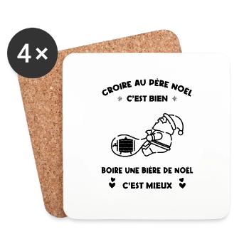 Croire au Père Noël Boire une Bière de Noël - Dessous de verre (lot de 4) - blanc - Devant