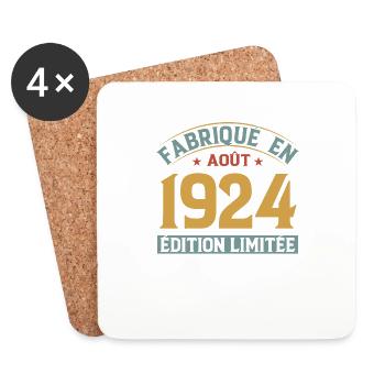 Août 1924 Original Idée Cadeau Anniversaire - Dessous de verre (lot de 4) - blanc - Devant