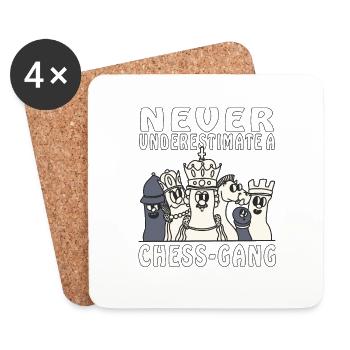 NEVER UNDERESTIMATE A CHESS-GANG - Untersetzer (4er-Set) - Weiß - Vorne