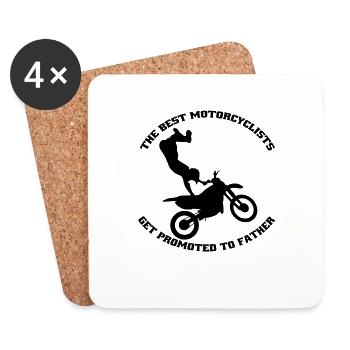 Motorrad Papa Motorcross Vater Mofa Motorradfahrer - Untersetzer (4er-Set) - Weiß - Vorne