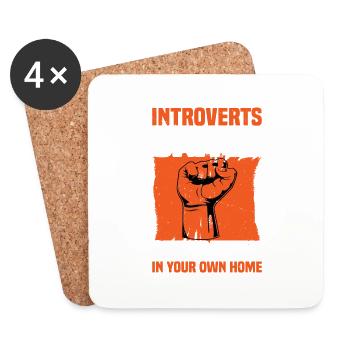 Introverts Unites Separately In Your Own Home - Coasters (set of 4) - white - Front