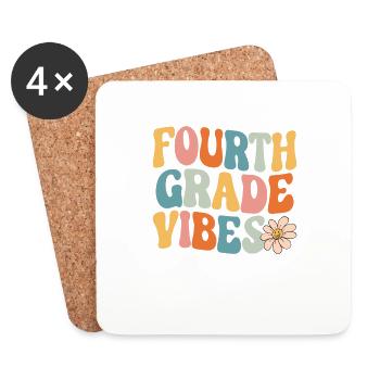 Fourth Grade Vibes 4th Grade Retro Back To School - Coasters (set of 4) - white - Front