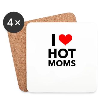Freund Jahrestag I Love Hot Moms - Untersetzer (4er-Set) - Weiß - Vorne