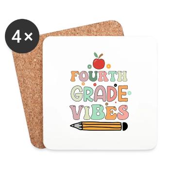 Fourth Grade Vibes 4th Grade Retro Back To School - Coasters (set of 4) - white - Front