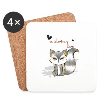 Sweet Dear Fashionable Autumn -Foxes are waiting for 2022 - Coasters (set of 4) - white - Front