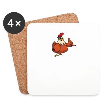 J’aime les poulets au café et peut-être 3 personnes - Dessous de verre (lot de 4) - blanc - Devant