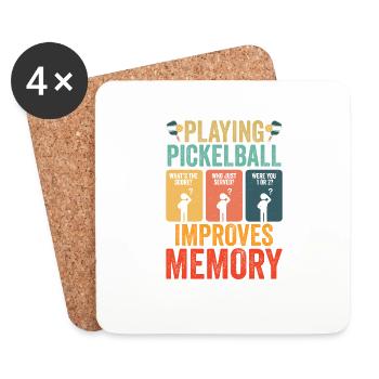 Playing Pickleball Improves Memory Dink Player Fun - Coasters (set of 4) - white - Front