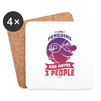 I Like Penguins And Maybe 3 People - Coasters (set of 4) - white - Front