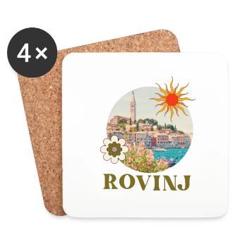 Cooles Retro Design Sommer Strand Palmen Rovinj - Untersetzer (4er-Set) - Weiß - Vorne
