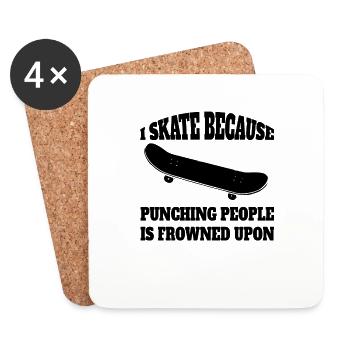 Skateboard Skater Sakten Skateboarding Longboard - Coasters (set of 4) - white - Front