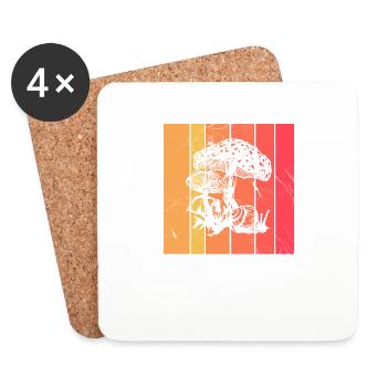 Mushroom Fungal Lover Retro Fungi Forest Gift idea - Untersetzer (4er-Set) - Weiß - Vorne