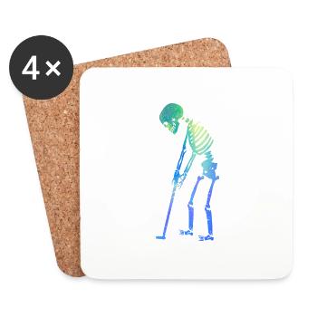 Skeleton Golfer Drôle Halloween Golfing Sport - Dessous de verre (lot de 4) - blanc - Devant