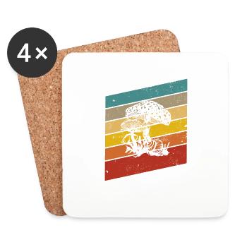 Mushroom Fungal Lover Retro Fungi Forest Gift idea - Coasters (set of 4) - white - Front