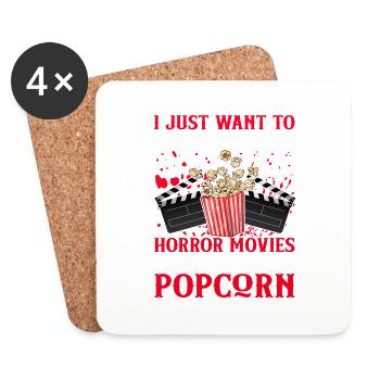 Je veux juste regarder des films d’horreur et manger du pop-corn - Dessous de verre (lot de 4) - blanc - Devant