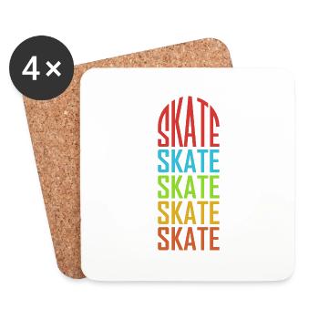 Skateboarder Skateboard Skate Pattern - Untersetzer (4er-Set) - Weiß - Vorne