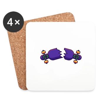 Skateboarder Cracked Skateboard - Coasters (set of 4) - white - Front
