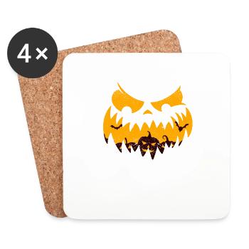 Creepy Pumpkin Jack O Lantern Face Halloween - Dessous de verre (lot de 4) - blanc - Devant