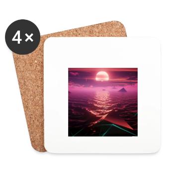 Coucher de soleil rétro - Dessous de verre (lot de 4) - blanc - Devant