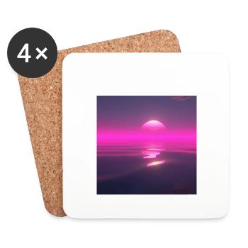 Coucher de soleil rétro - Dessous de verre (lot de 4) - blanc - Devant