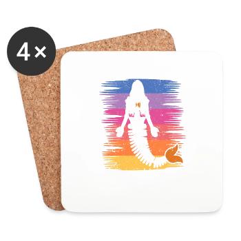 Mermaid Squelette Halloween Drôle Effrayant - Dessous de verre (lot de 4) - blanc - Devant