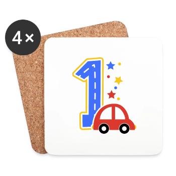 Kids Birthday Number 1 ToyCars für Kinder Jungen - Untersetzer (4er-Set) - Weiß - Vorne