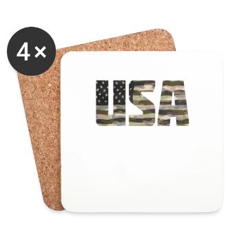 USA Patriotic Pour Les Hommes Américains Femmes Camouflage - Dessous de verre (lot de 4) - blanc - Devant