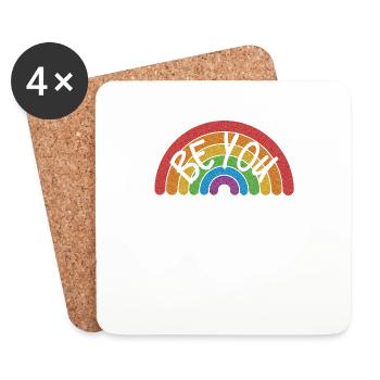 LGBTQ Be You Gay Pride DRAPEAU ARC-EN-CIEL LGBT - Dessous de verre (lot de 4) - blanc - Devant