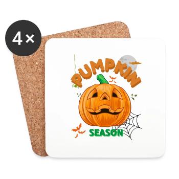 The Season Pumpkin Autumn Tree Orange Fall Leaves - Coasters (set of 4) - white - Front