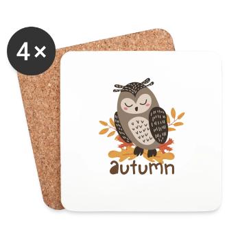 Die Jahreszeit Kürbis Herbstbaum Orange Herbstblätter - Untersetzer (4er-Set) - Weiß - Vorne