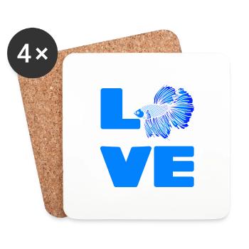 LOVE Beta Fish Awesome Fishing Designs T-Shirt - Coasters (set of 4) - white - Front