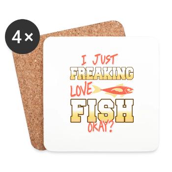 I Just Freaking Love Fish Okay? Funny T-Shirt - Coasters (set of 4) - white - Front