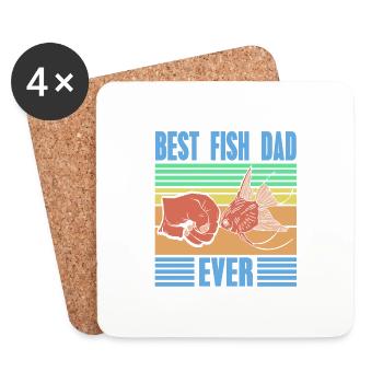 Best Fish Dad Ever Retro Fishing T-Shirt Present - Coasters (set of 4) - white - Front